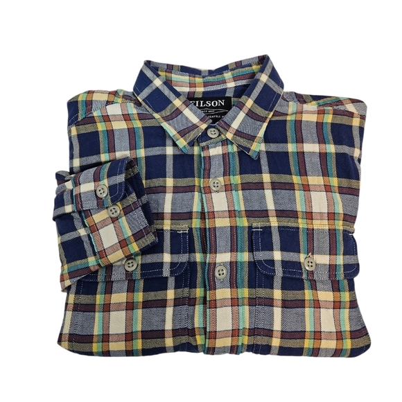 Filson Blue & Yellow Plaid Button Down Work Woven‎ Shirt Size XS Men's P22 - Picture 2 of 9